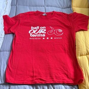 Mystic Red Graphic Tee with White 'Ball on Our Terms' Print